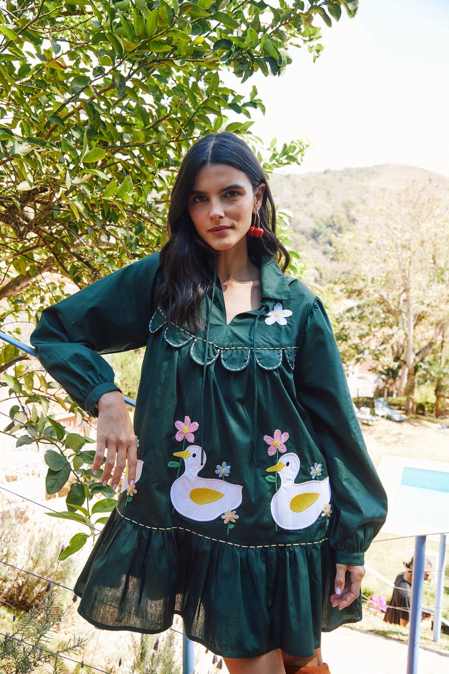 Vestido Três Patinhos Na Lagoa - verde escuro