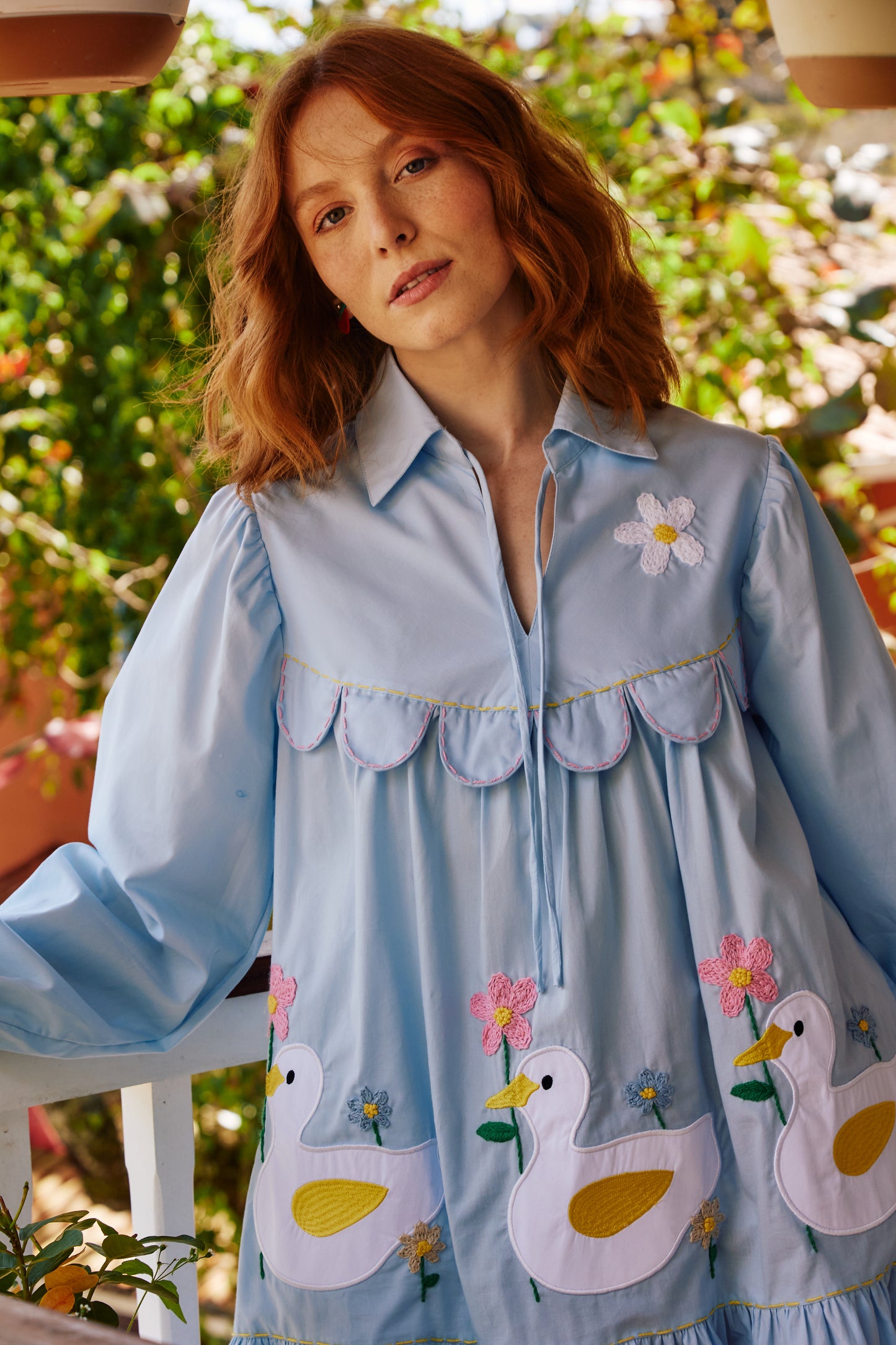 Vestido Três Patinhos Na Lagoa - azul claro