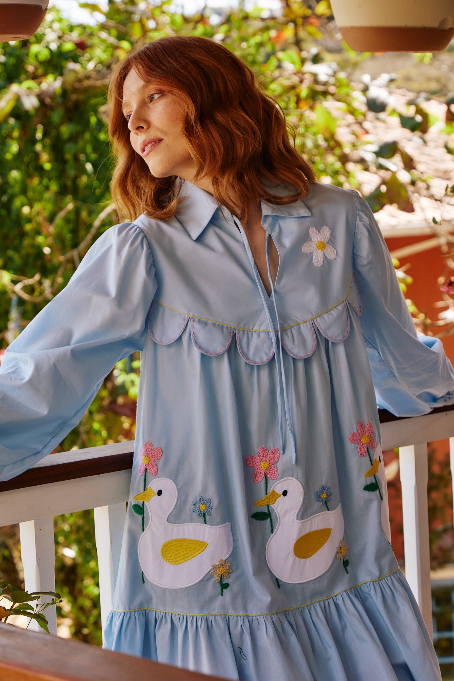 Vestido Três Patinhos Na Lagoa - azul claro