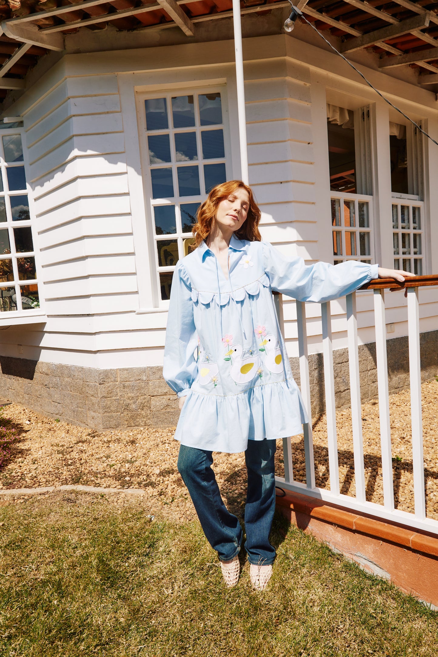 Vestido Três Patinhos Na Lagoa - azul claro