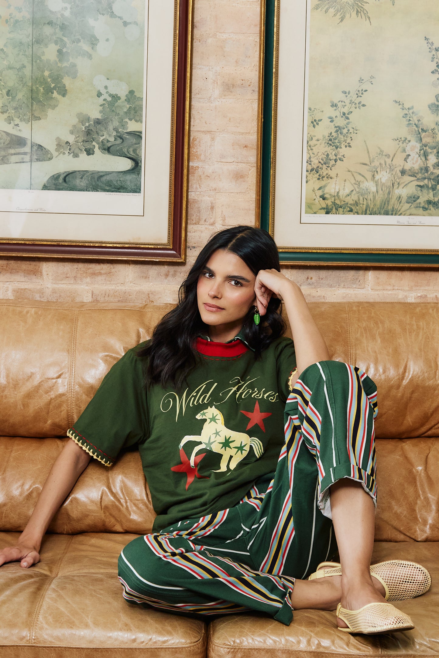 T-Shirt Wild Horses - verde militar