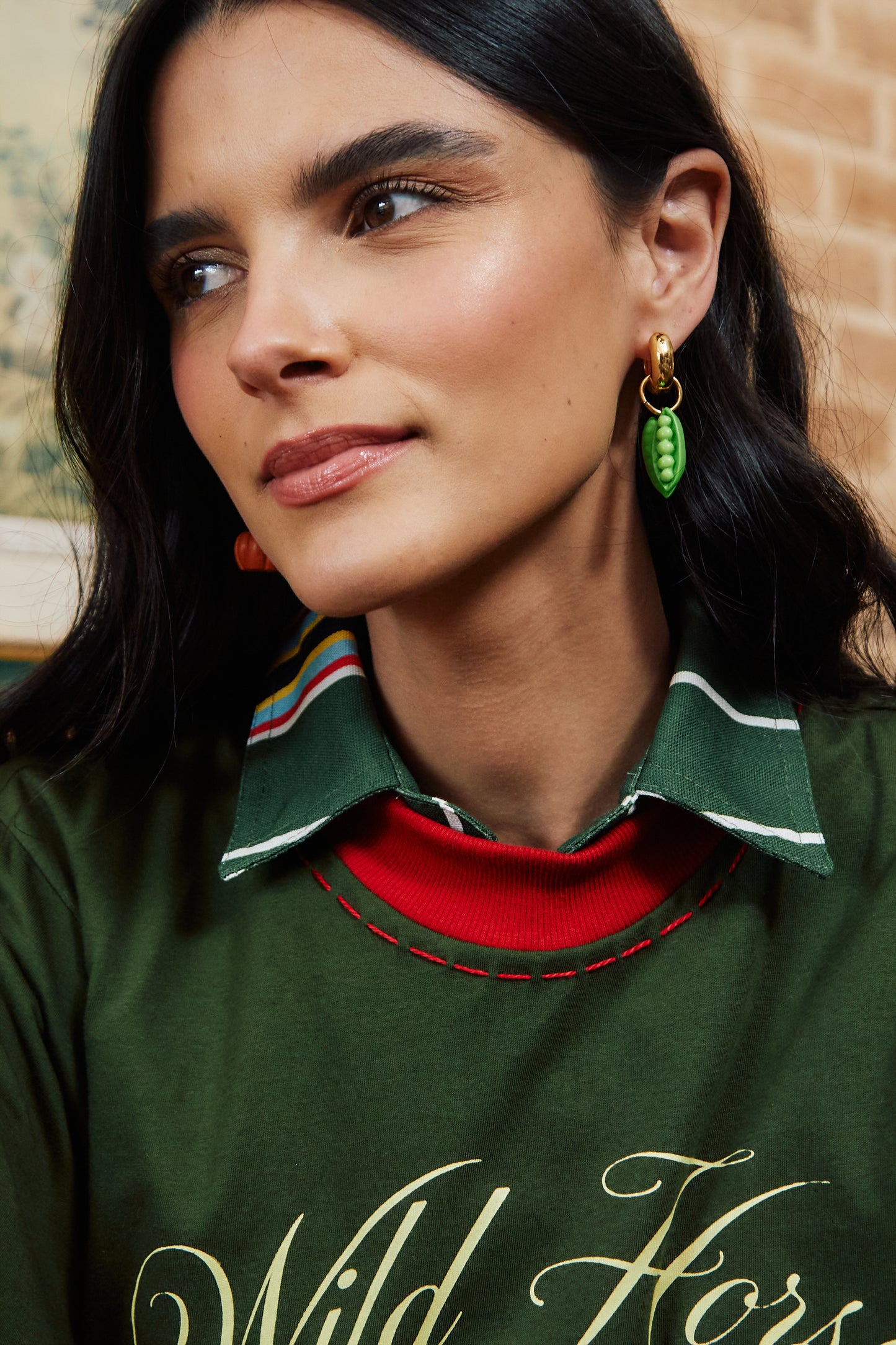 T-Shirt Wild Horses - verde militar