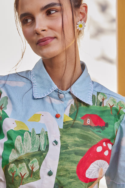 Camisa Horizonte Fazendinha - azul claro