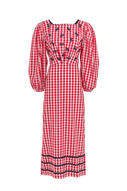 Vestido Luz Caranguejo - vichy vermelho