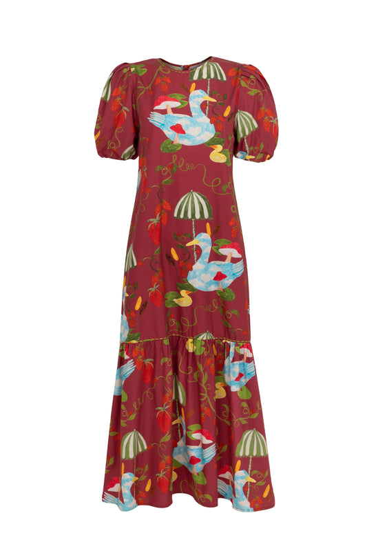 Vestido Caetana Patinhos - vinho