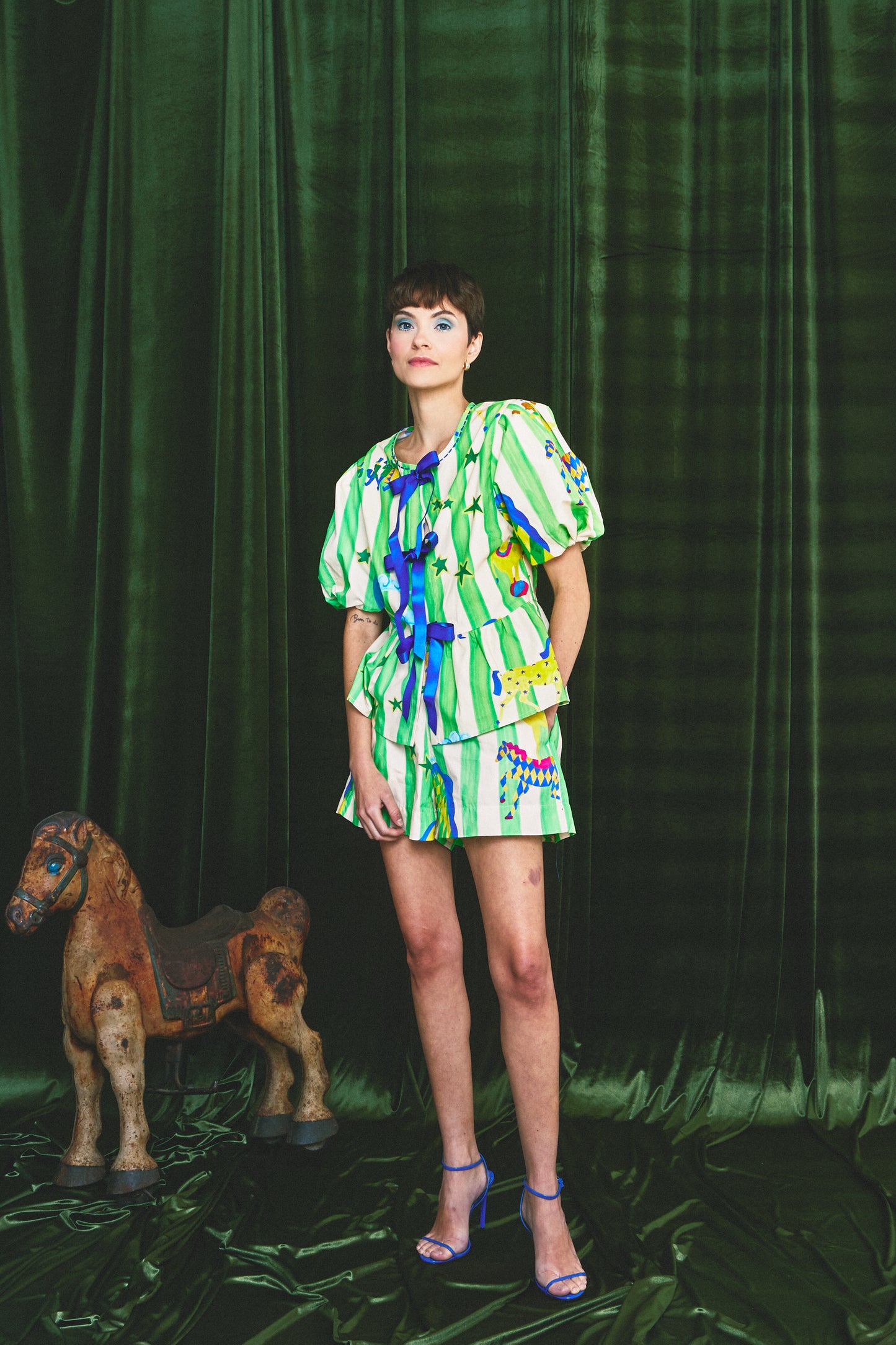 Blusa Isa - circo listra verde