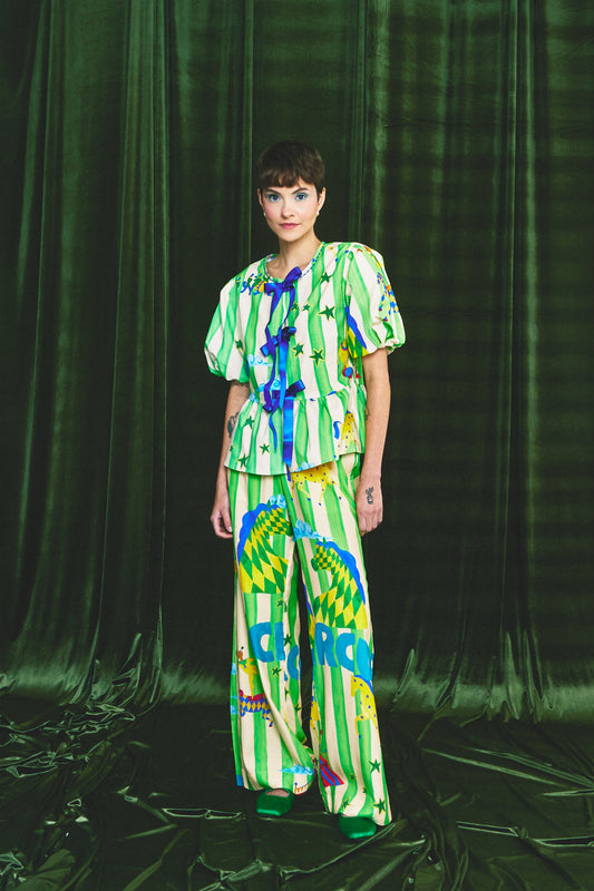 Calça Chica Malabarista - listras verdes