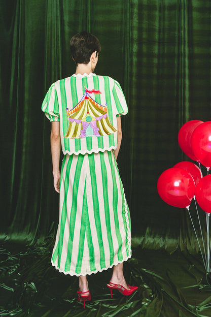 Saia Acrobata Circo - listras verdes