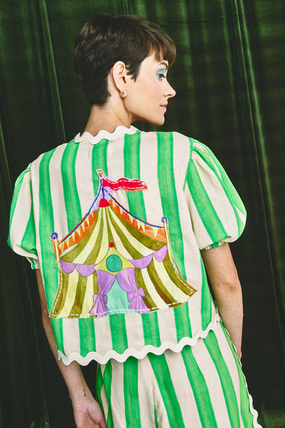 Blusa Baleiro Circo - listras verdes