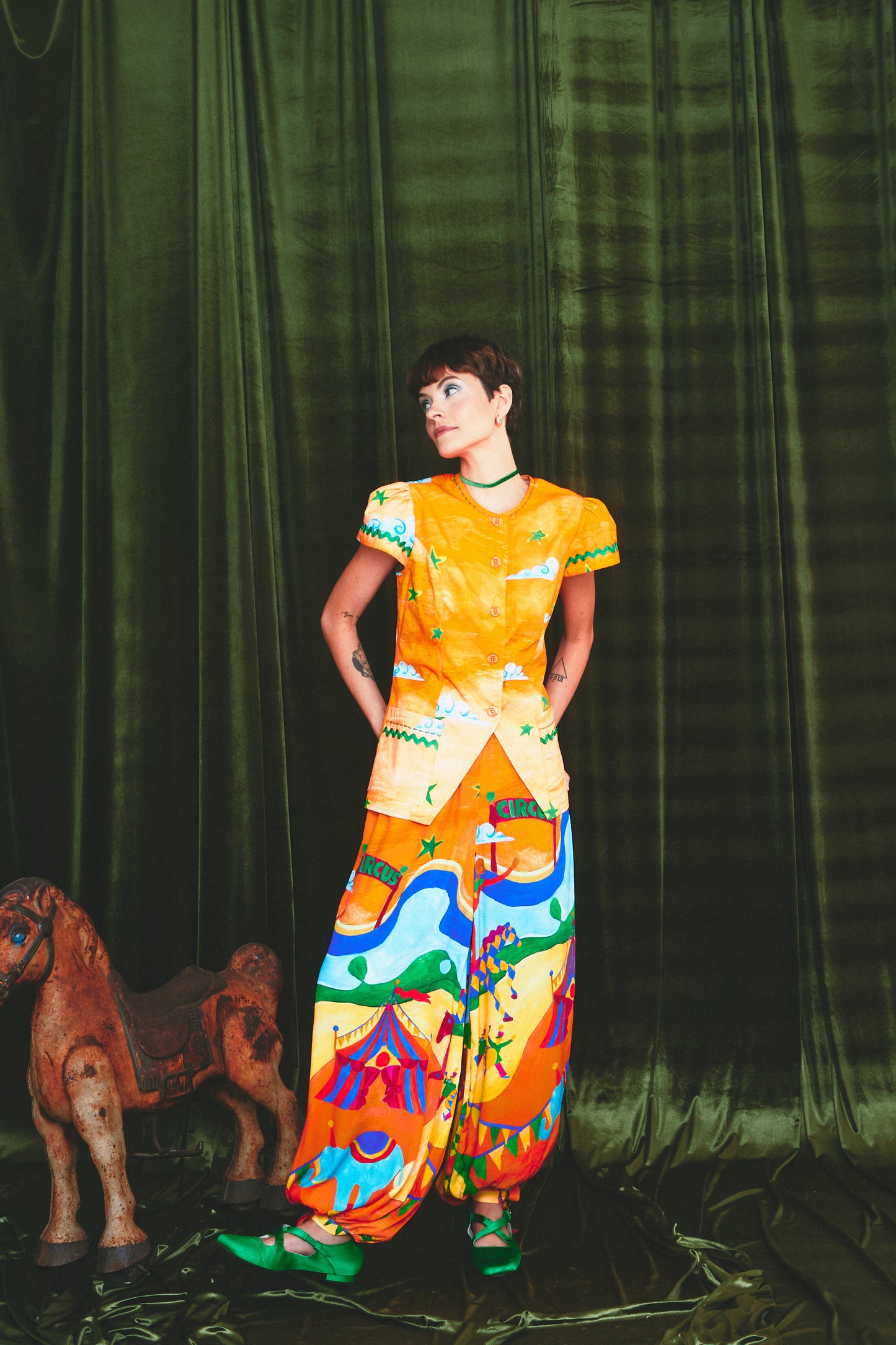 Calça Fantasia Circo - laranja