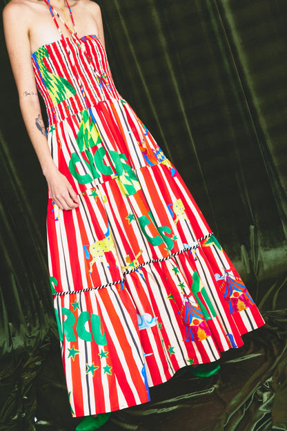 Vestido Nina Circo - listras vermelhas