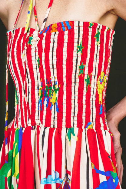 Vestido Nina Circo - listras vermelhas