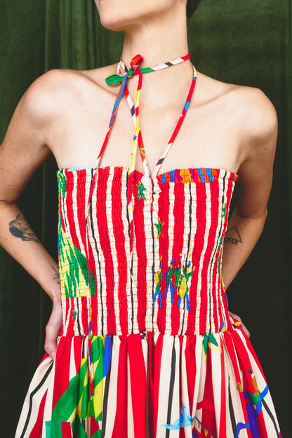 Vestido Nina Circo - listras vermelhas