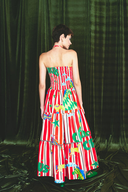 Vestido Nina Circo - listras vermelhas