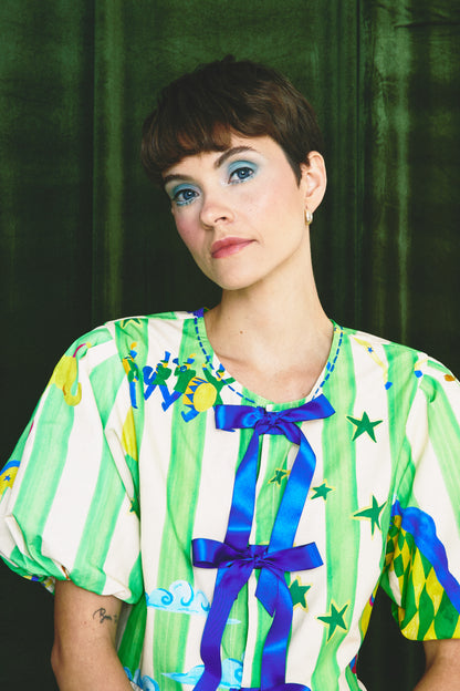 Blusa Isa - circo listra verde