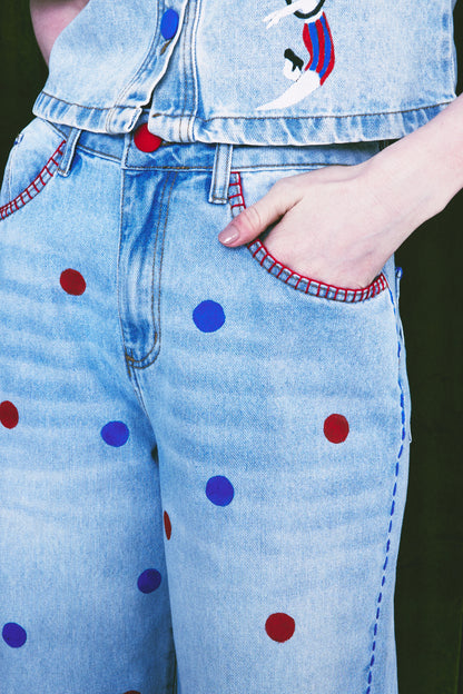 Calça Confetes - jeans claro