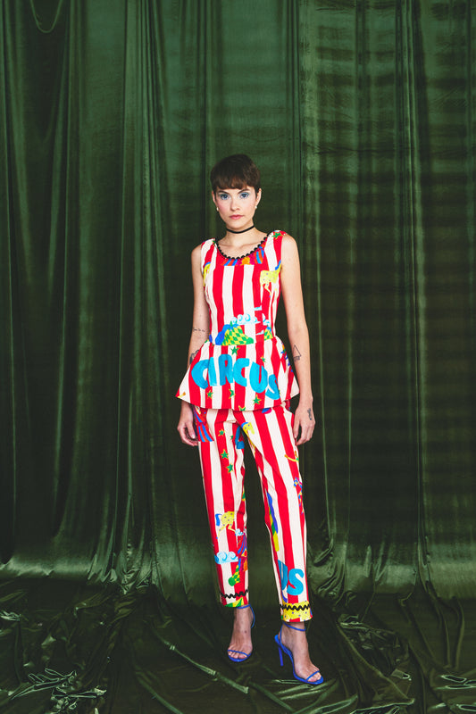Blusa Picadeiro Circo - listras vermelhas