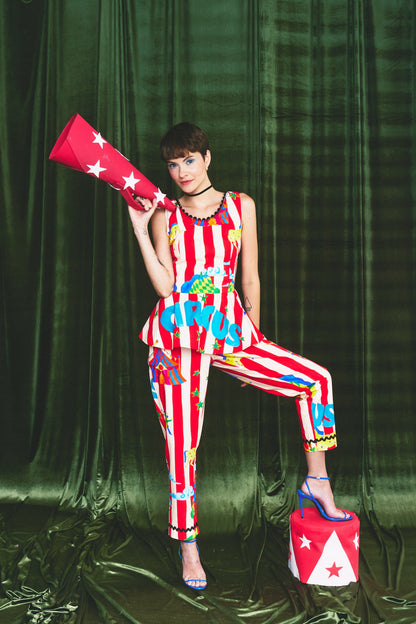 Blusa Picadeiro Circo - listras vermelhas