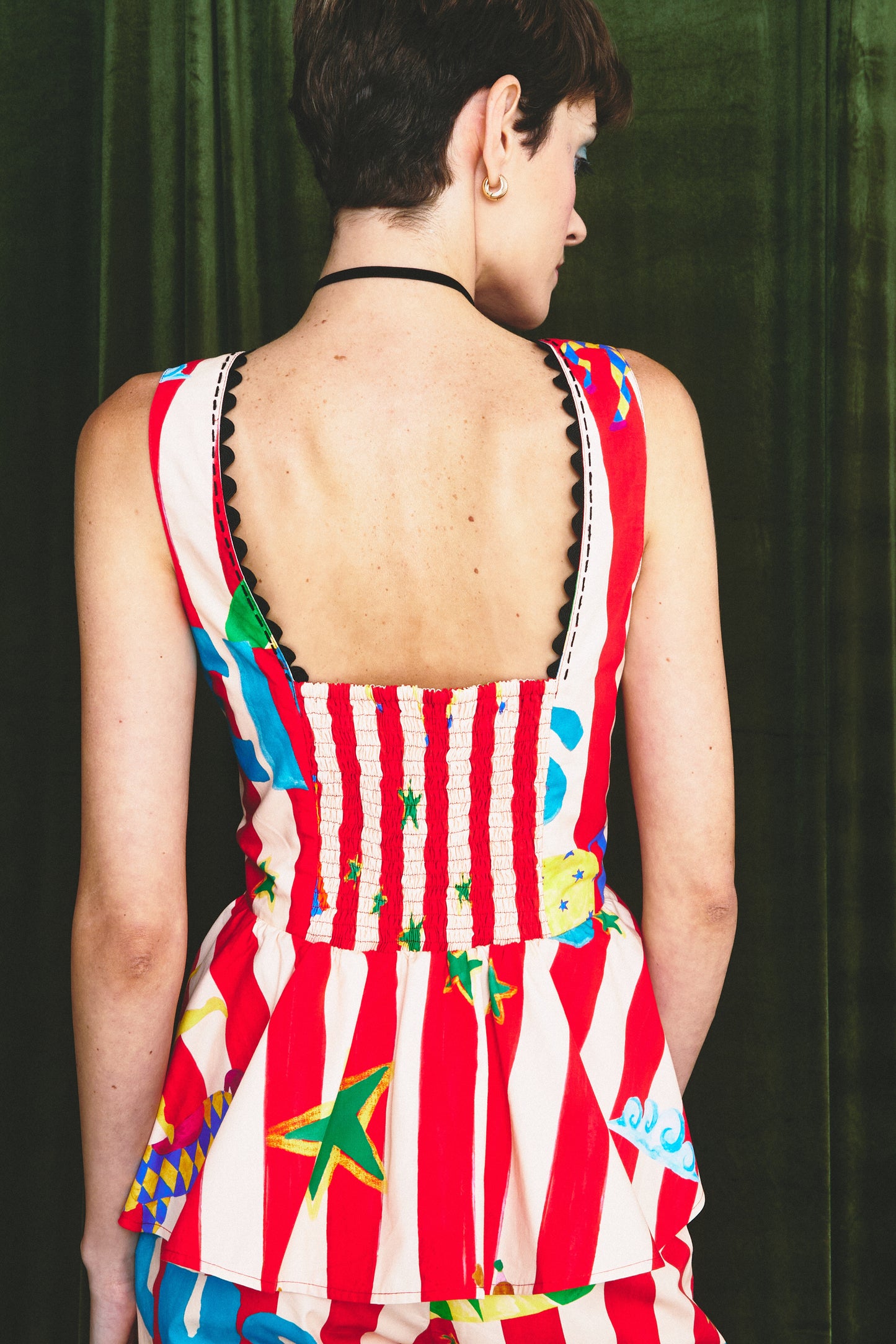 Blusa Picadeiro Circo - listras vermelhas