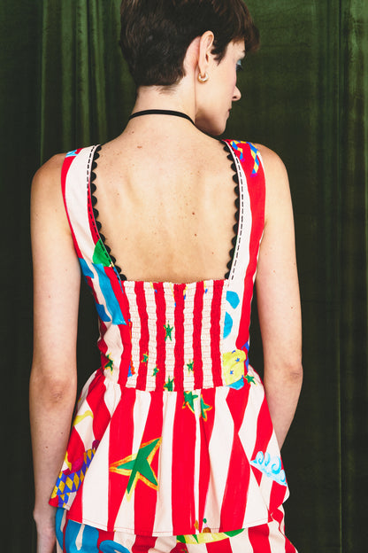 Blusa Picadeiro Circo - listras vermelhas