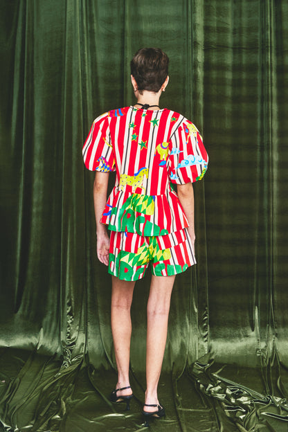 Blusa Isa - circo listra vermelha