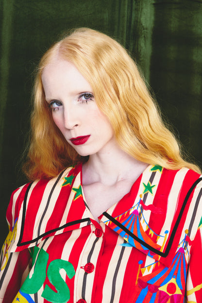 Camisa Sorriso Circo - listras vermelhas