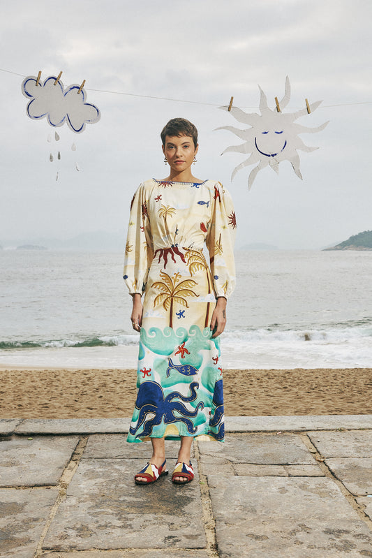Vestido Luz Oceano - manteiga