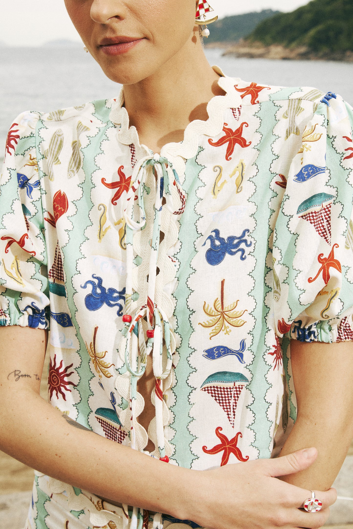 Blusa Vida Mansa - listrado verde-água