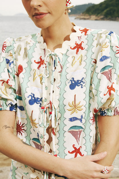 Blusa Vida Mansa - listrado verde-água