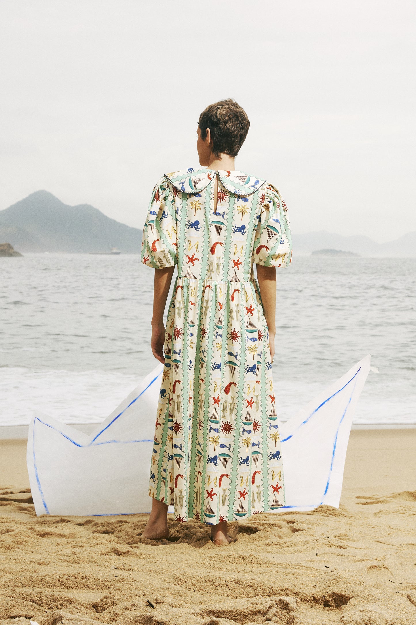 Vestido Leveza - listrado verde-água