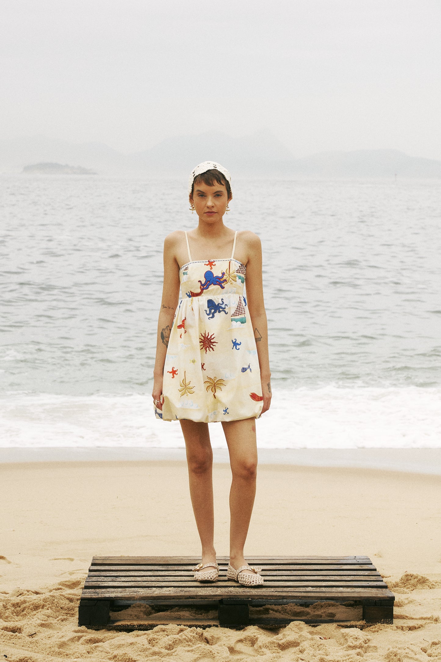 Vestido Ondas - manteiga