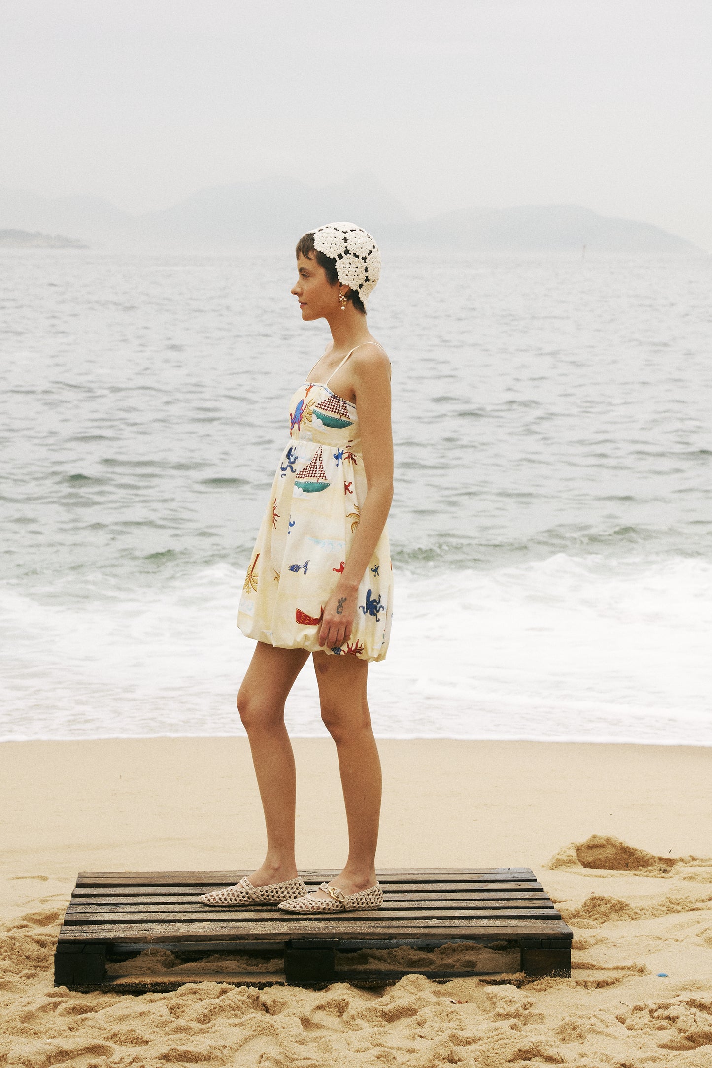 Vestido Ondas - manteiga