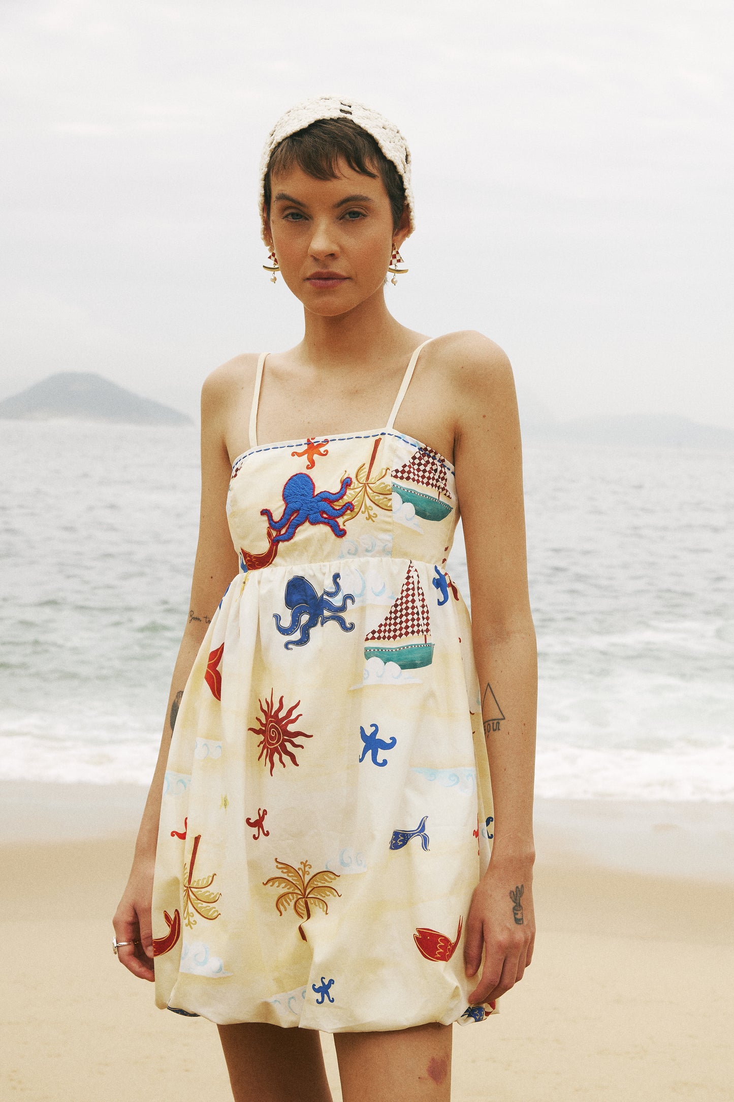 Vestido Ondas - manteiga