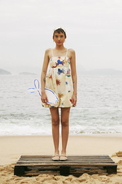 Vestido Ondas - manteiga