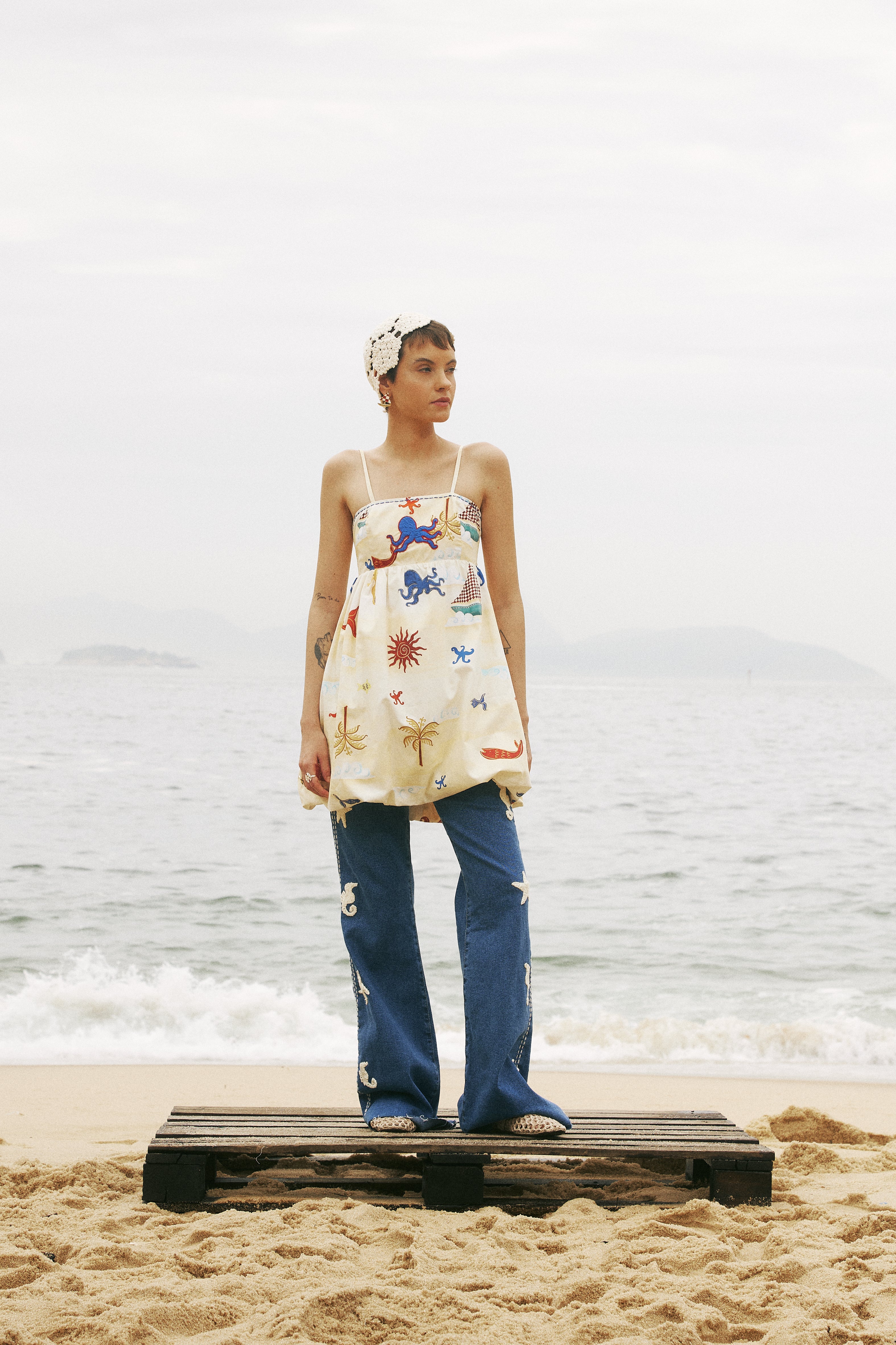Vestido Ondas - manteiga – Mabô Rio