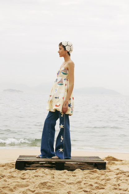 Vestido Ondas - manteiga