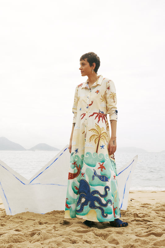 Chemisier Areia e Sal - manteiga