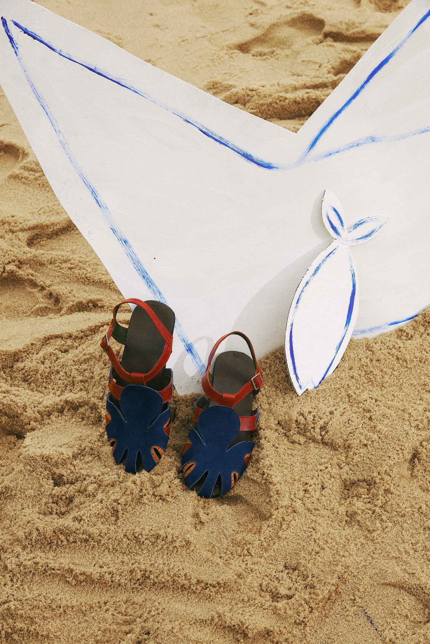 Sandália Polvo - azul/vermelho