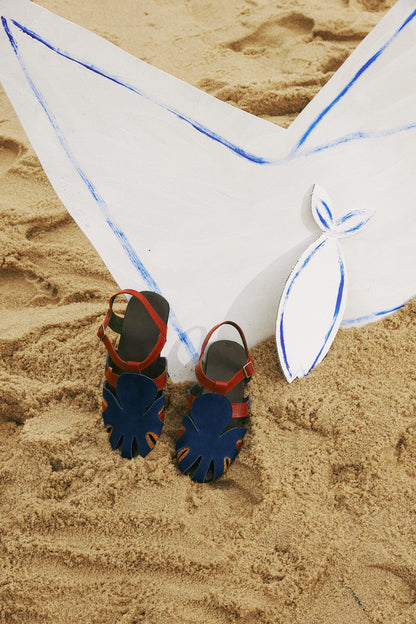 Sandália Polvo - azul/vermelho