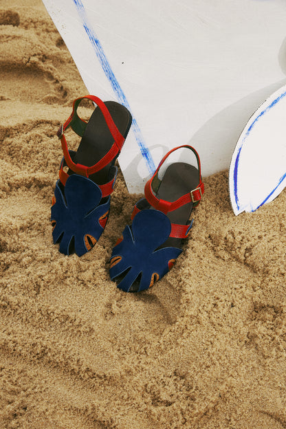Sandália Polvo - azul/vermelho