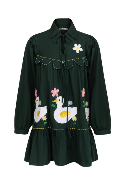 Vestido Três Patinhos Na Lagoa - verde escuro