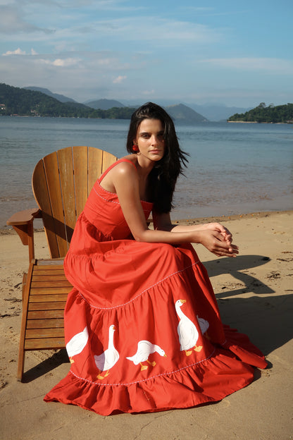 Vestido Amanda Gansos - vermelho
