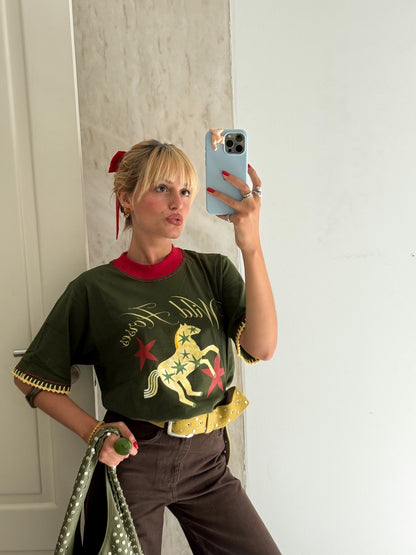 T-Shirt Wild Horses - verde militar