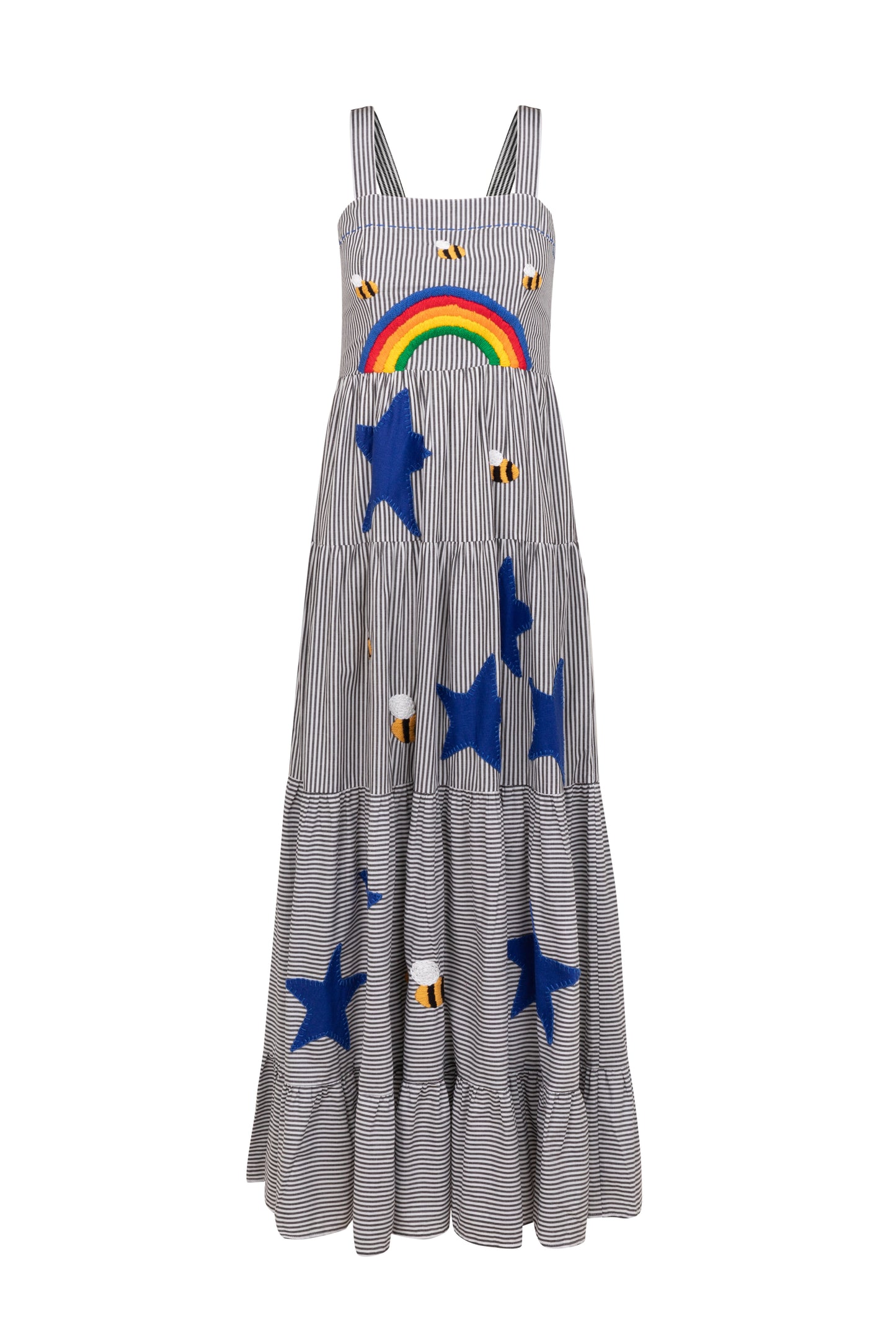 Vestido Amanda Arco-Íris - listrado preto