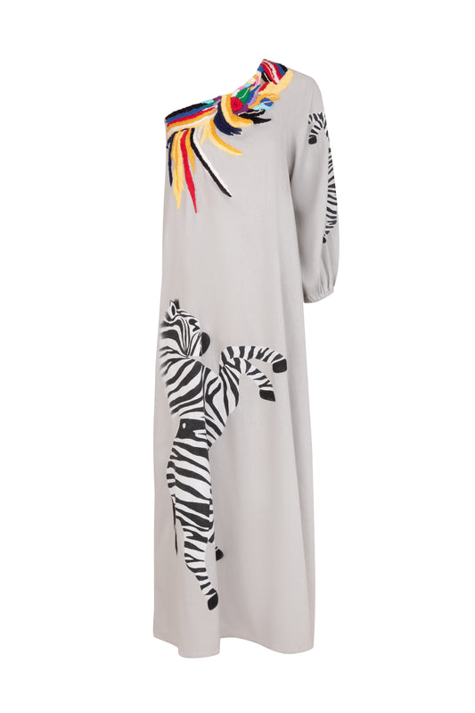 Vestido África Zebra - cinza