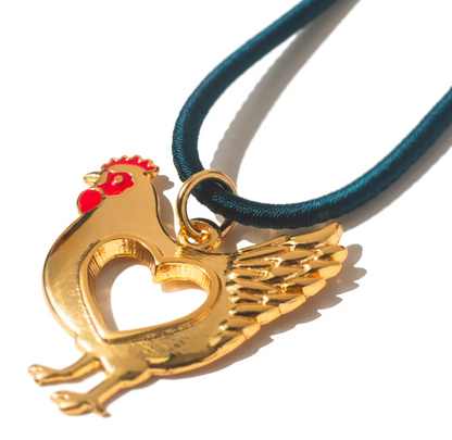 Colar Pingente Galinha - verde