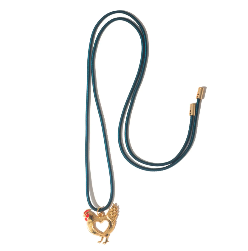 Colar Pingente Galinha - verde