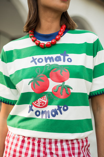 T-Shirt Tomates - listrado verde