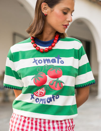 T-Shirt Tomates - listrado verde