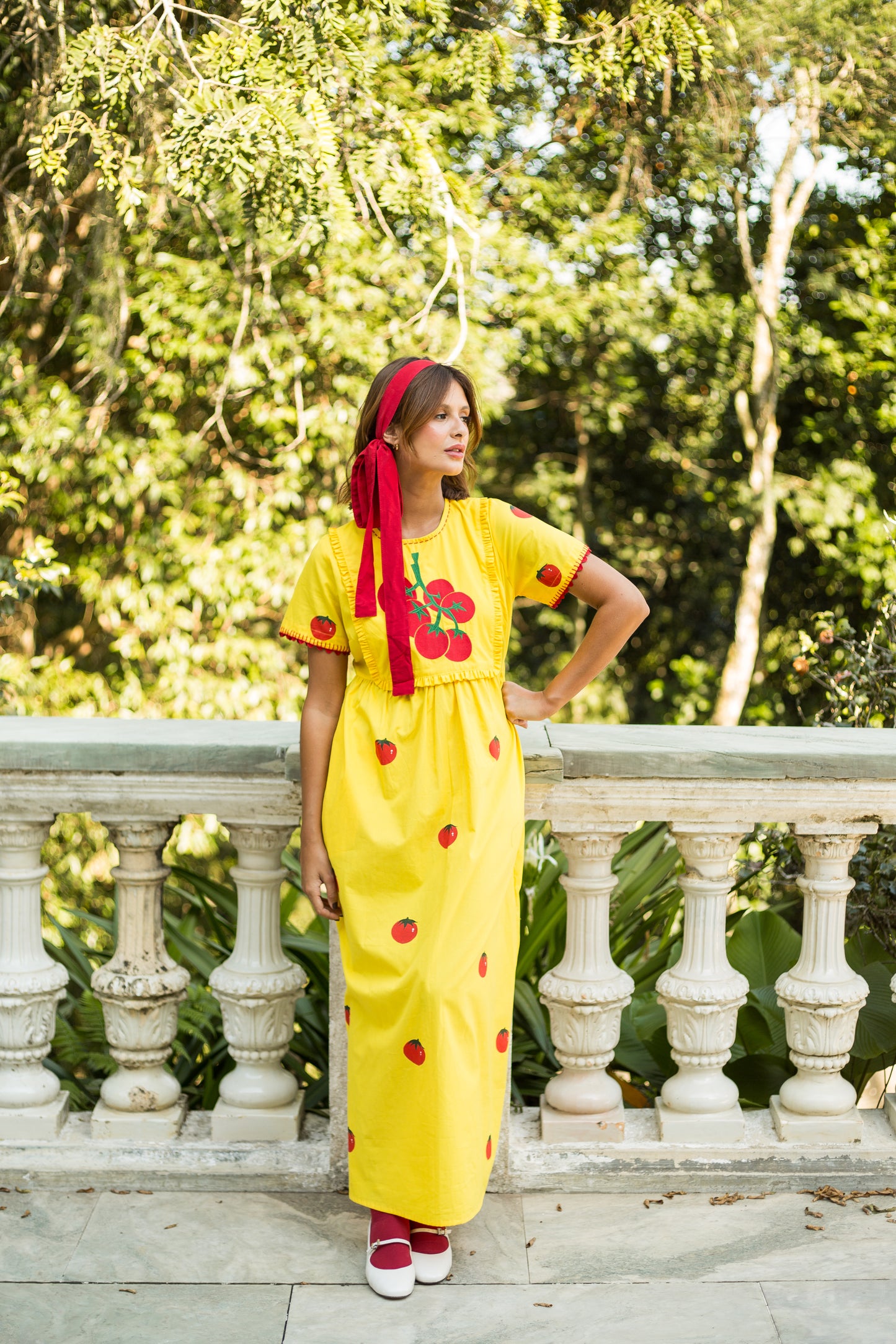 Vestido Moldura Tomates - amarelo